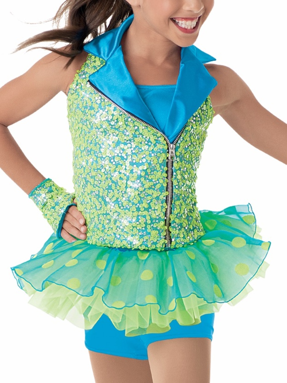 3/$50 Weissman Green & Blue Sequin Dance Costume